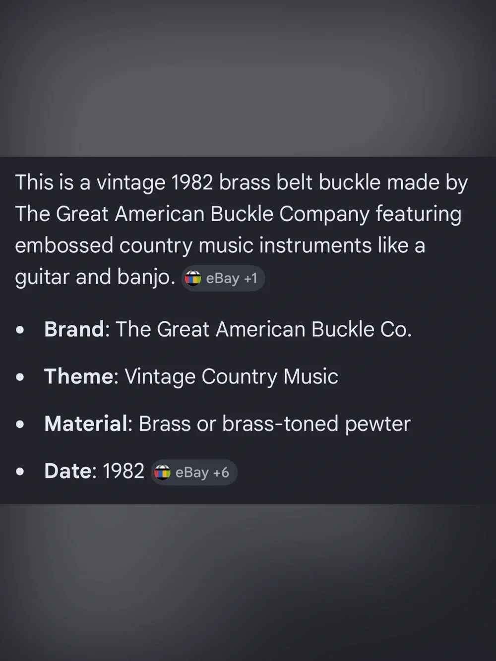 🎉🎸VINTAGE🎸🎉Country Music Metal Belt Buckle - Gold Tone
